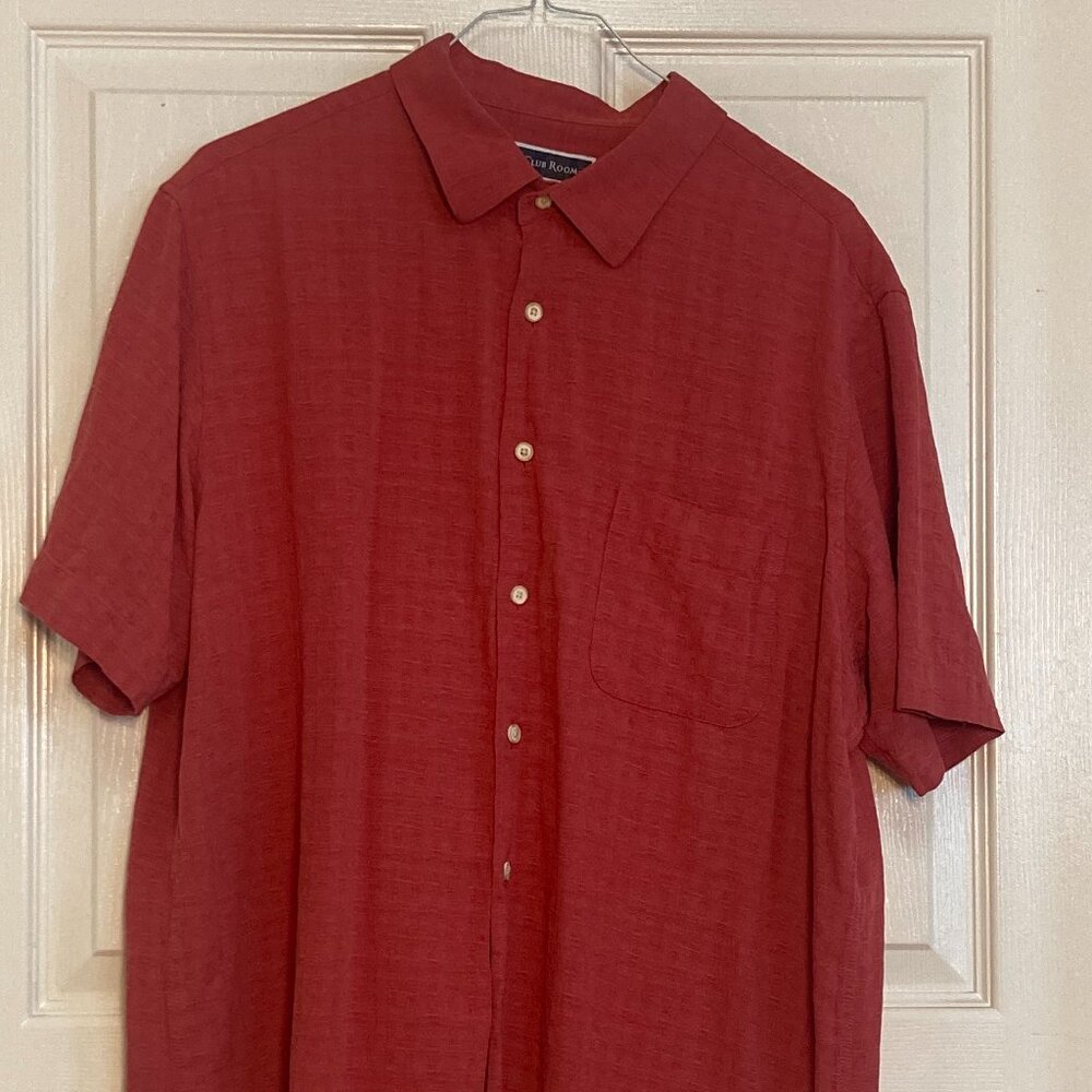 Men's shirt by Club Room short sleeve button down red sze XL